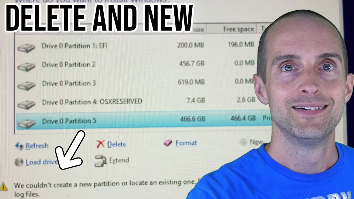 Solved: "We Couldn't Create a New Partition or Locate an Existing One" (Just Delete It)