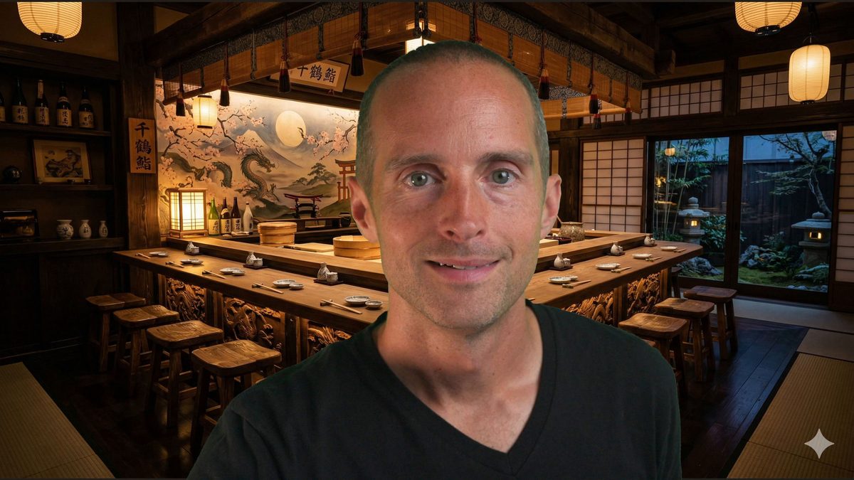 Jerry Banfield ready for a date at a sushi restaurant